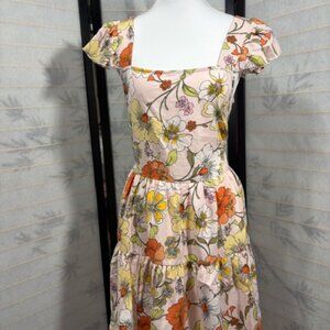 Lottie & Holly Floral Mini Dress Medium Pink Boho Cottagecore Sundress Strappy